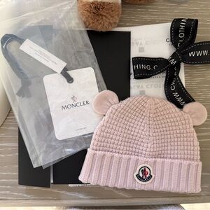 Moncler Pink Kids Hat with Bear Ears